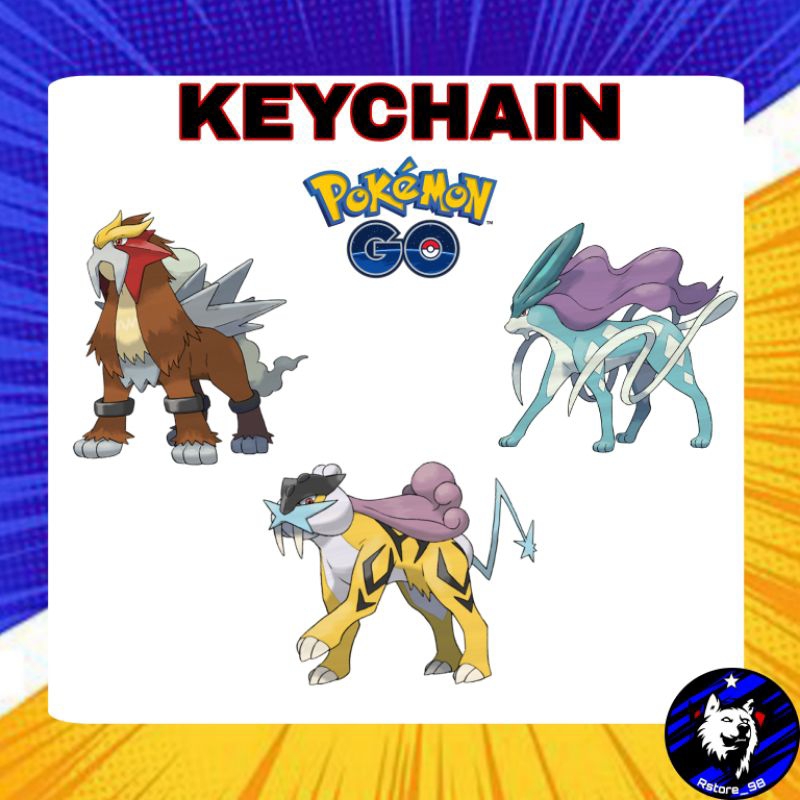 Gantungan Kunci Keychain Pokemon Go Legendary Pokemon Raikou Entei Suicune Pikachu