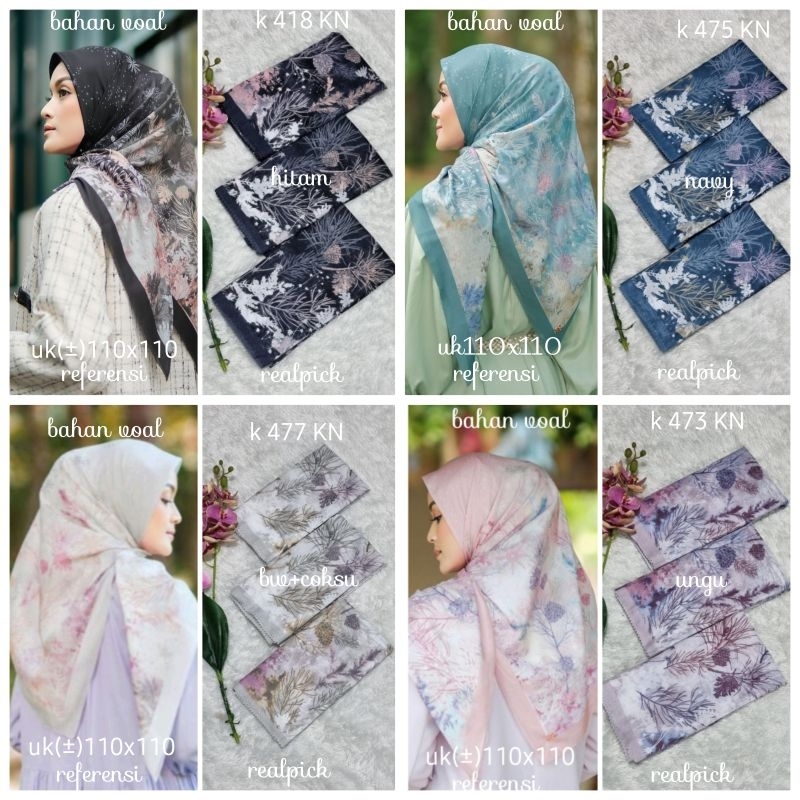 jilbab segi empat  motif voal motif lasercut denay motif voal motif premium (harga grosir partai)