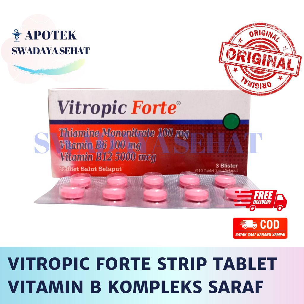 VITROPIC FORTE Strip Tablet - Vitamin B Kompleks B12 B6 B1 Saraf Neuritis Suplemen Nueralgia