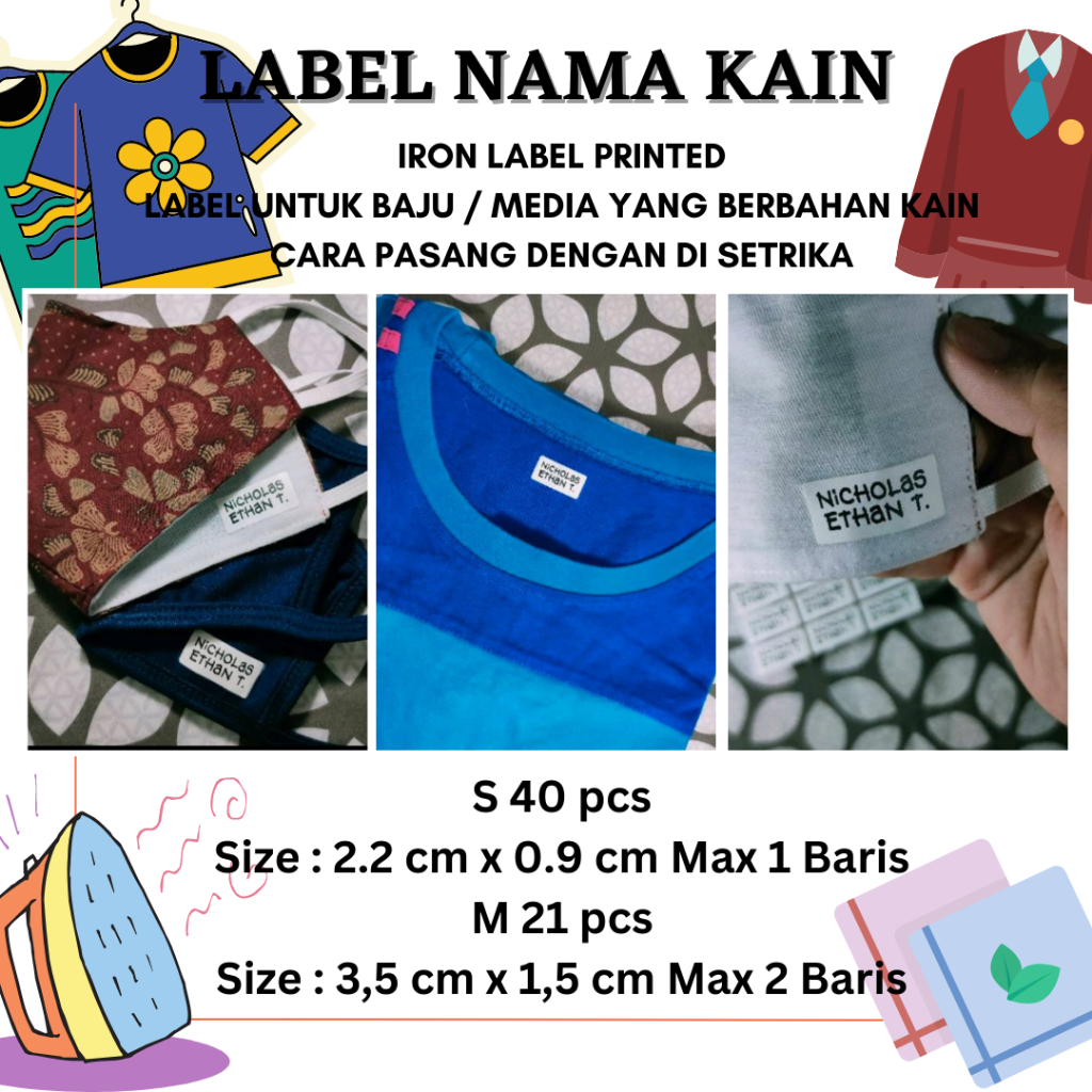 IRON LABEL PRINTED - LABEL KAIN - LABEL NAMA KAIN - IRON LABEL PRINTED
