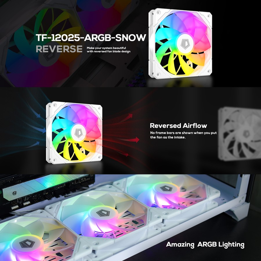 Fan ID-COOLING TF-12025-ARGB REVERSE SNOW PWM 120mm 12cm 1500RPM