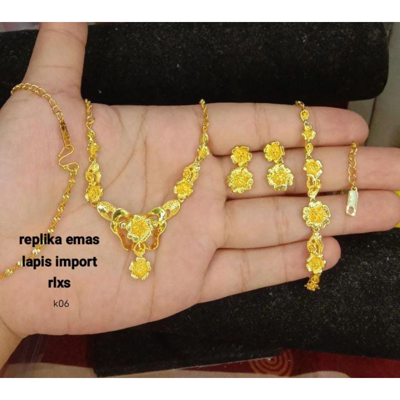 Set bunga replika emas 24 lapis kristal import,cantik