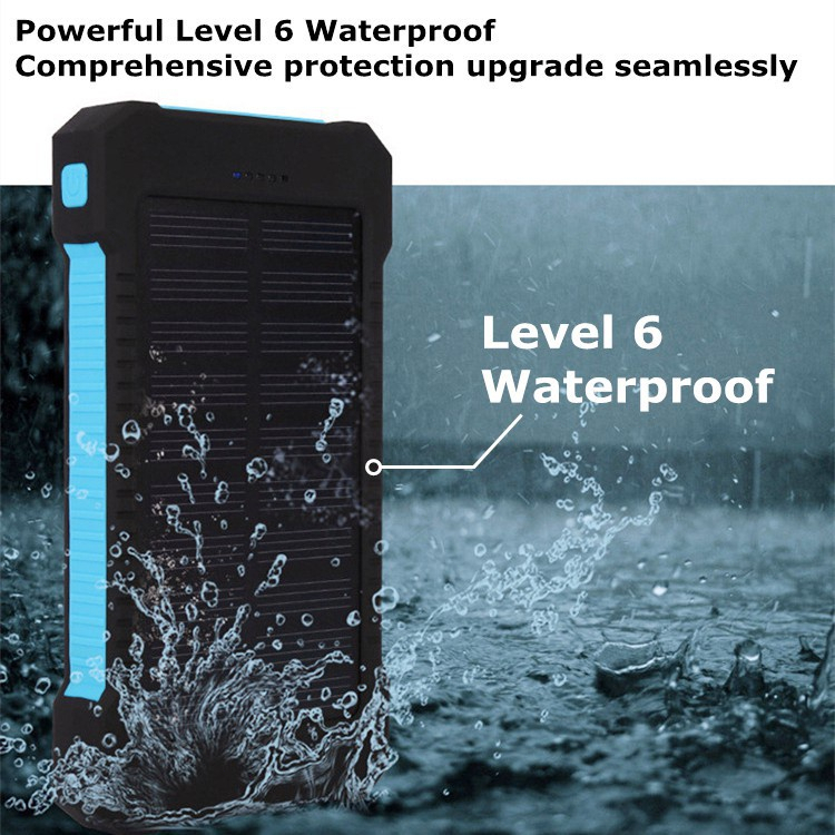 【COD】50000 mAh Powerbank Solar Cell Tenaga Matahari Dual USB Flashlight Daya Ponsel