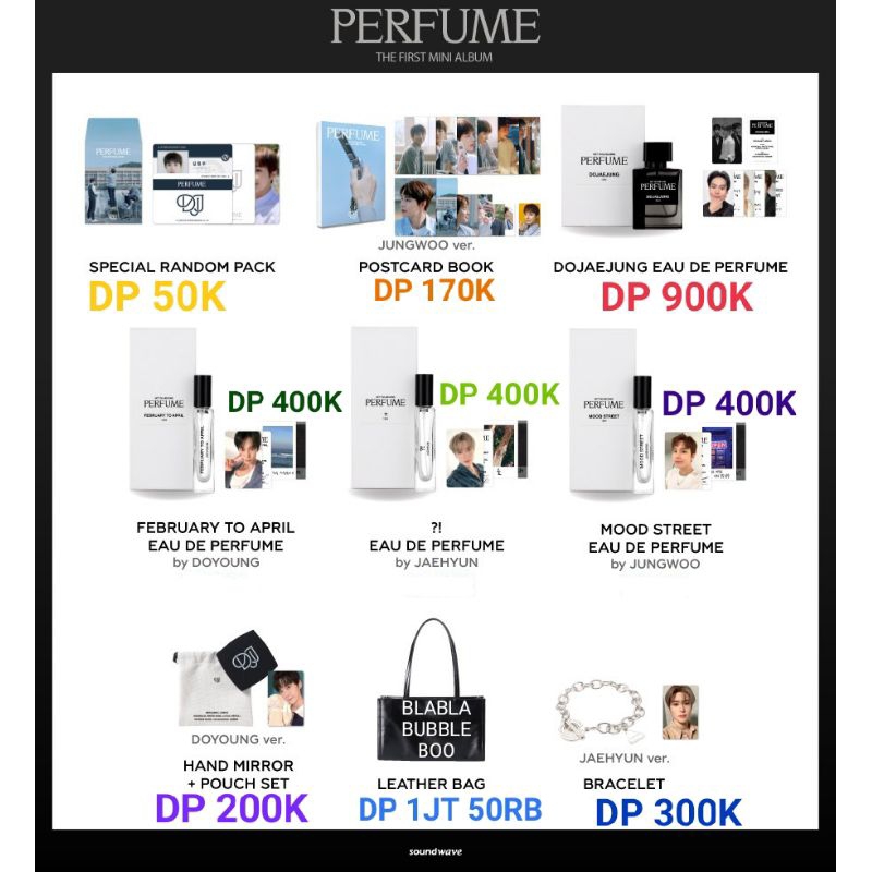 [ OPEN D.P. PO FULLSET ] DOYOUNG JAEHYUN JUNGWOO NCT DJJ PERFUME 1ST MERCHANDISE DOJAEJUNG LEATHER B