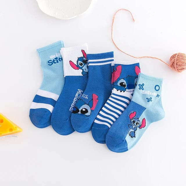 Kaos Kaki Anak Sekolah TK SD Motif Laki Fashion Perempuan Korea Kartun Disney Stitch Terbaru K9