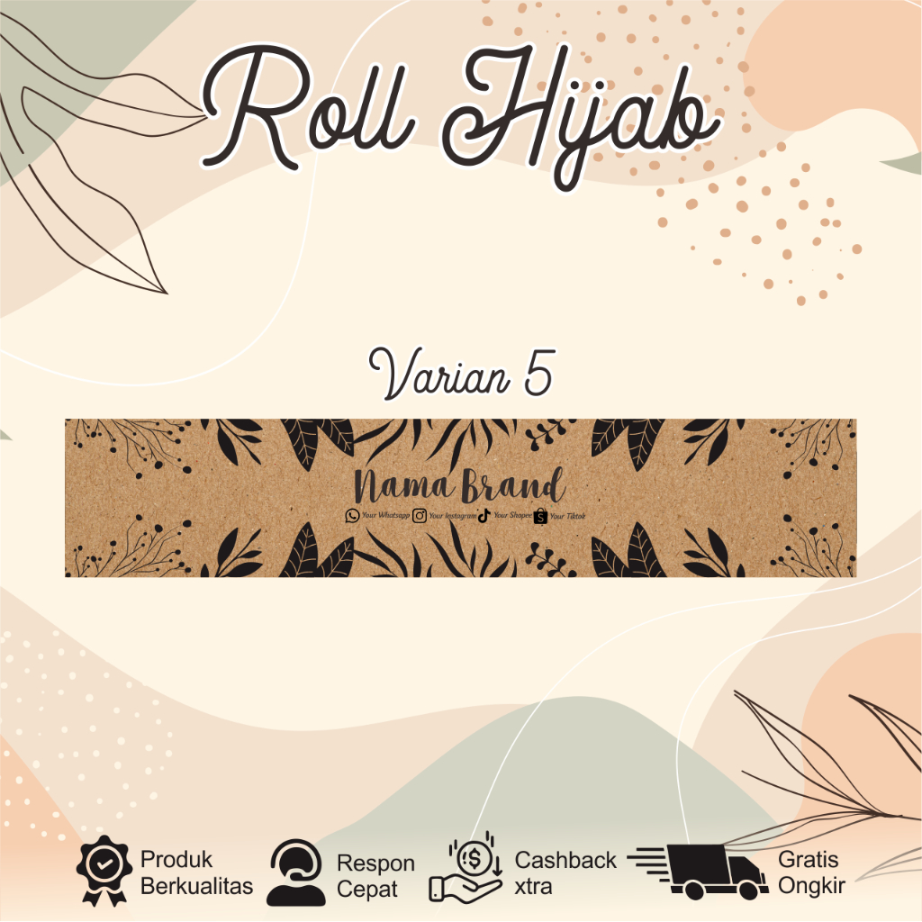 

Roll Hijab/Souvenir Wedding/Makanan Label Persegi Panjang Craft Paper