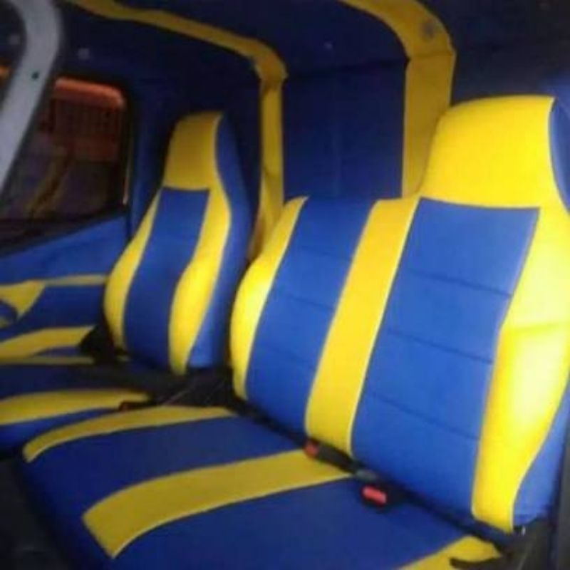 LELANG Cover jok truk CANTER BONUS STIR warna Biru kuning model standar.