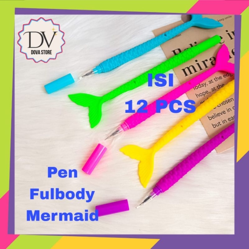 

SELUSIN PULPEN GEL FULLBODY MERMAID PEN GEL MERMAID ISI 12PCS PEN WARNA WARNI