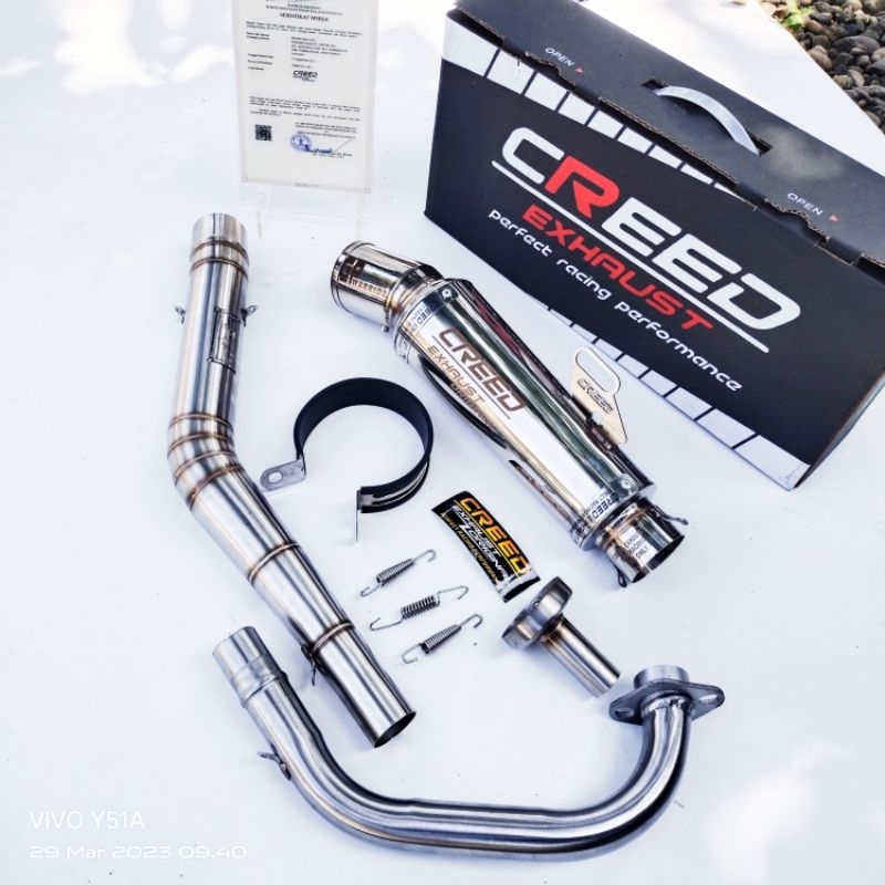 knalpot racing fullset creed exhaust original produk suara ngbass pnp byson satria fu sonic 150R vix