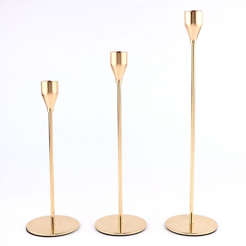 3pcs Tempat Lilin Gold Candle Holder Holder Lilin Candle Untuk Hiasan Meja