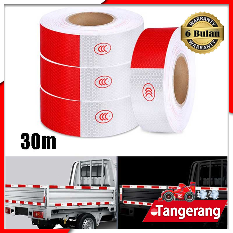 30meters/Pc Stiker Reflektor Stiker Dishub 3m Reflektive Tape Mobil Truk Merah Putih