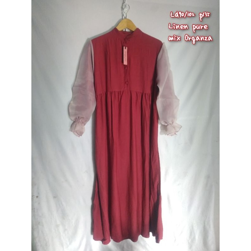 gamis ORGANZA/gamis linen pure/gamis polo linen/gamis polos/gamis Busui/MIDI dress/gamis serat jagun