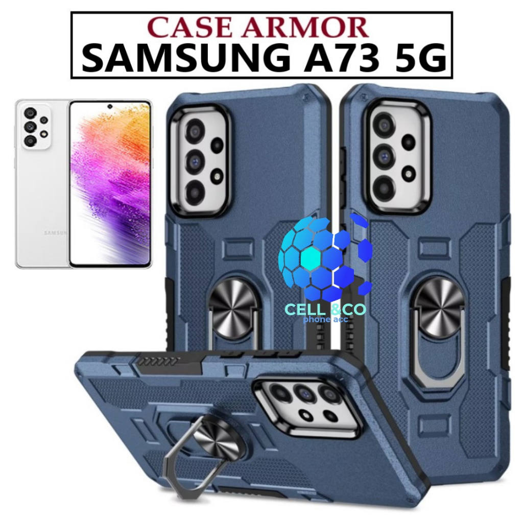 Case Armor SAMSUNG GALAXY A73 5G Iring Cincin Magnetic Kesing Hp Protect kamera Premium Hard Case Standing Robot Pelindung Kamera