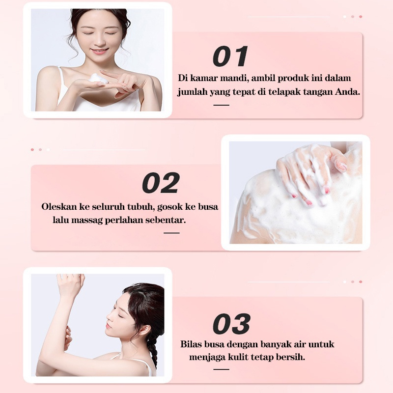 Sabun mandi cair sabun pemutih badan Lotion pemutih badan 300ML Melembabkan kulit Wewangian tahan lama Merawat kulit yang sehat