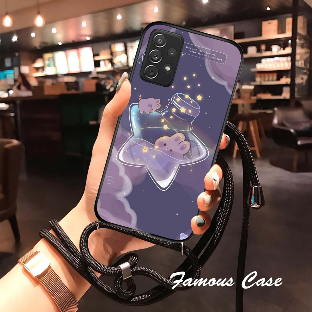 Softcase Glass Kaca Samsung A72 Tali Sling [FC01] Samsung A72 Terbaru-Casing Handphone-Aksesoris Han