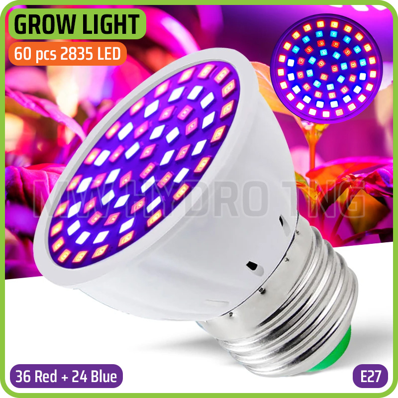 LED Plant Grow Light, 60 LED R+B, 2835 SMD, E27 - Lampu Tanaman