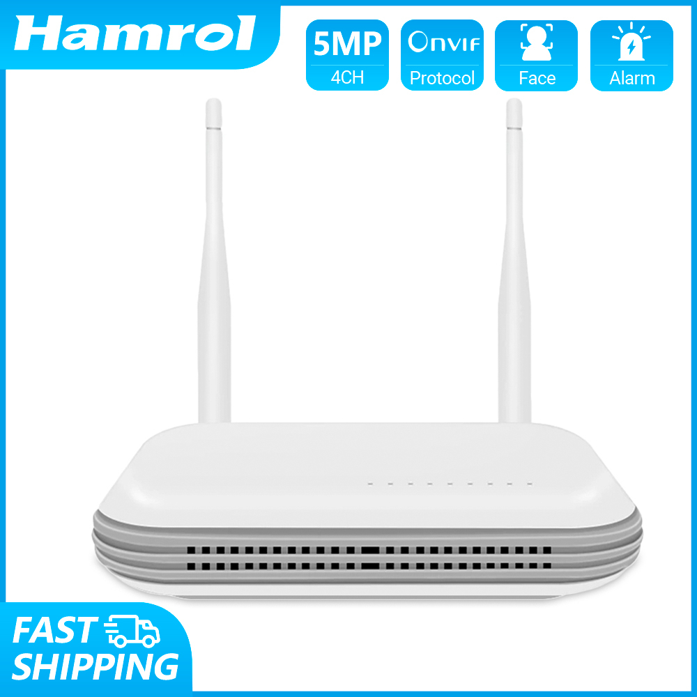 Hamrol Wireless NVR 8CH 3MP 4CH 5MP CCTV WiFi NVR H.265X Network Security Video Recorder Support Face Detection Email Alart For IP Camera Xmeye