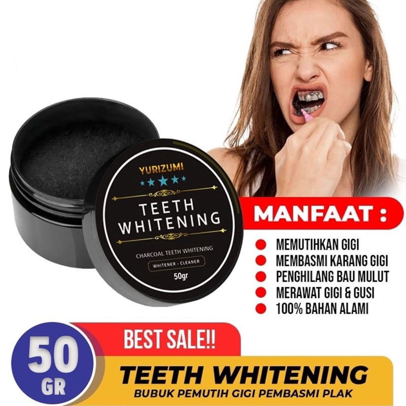 GRATIS ONGKIR COD TERMURAH MEDAN Pemutih Gigi Teeth Whitening Actived Charcoal Powder