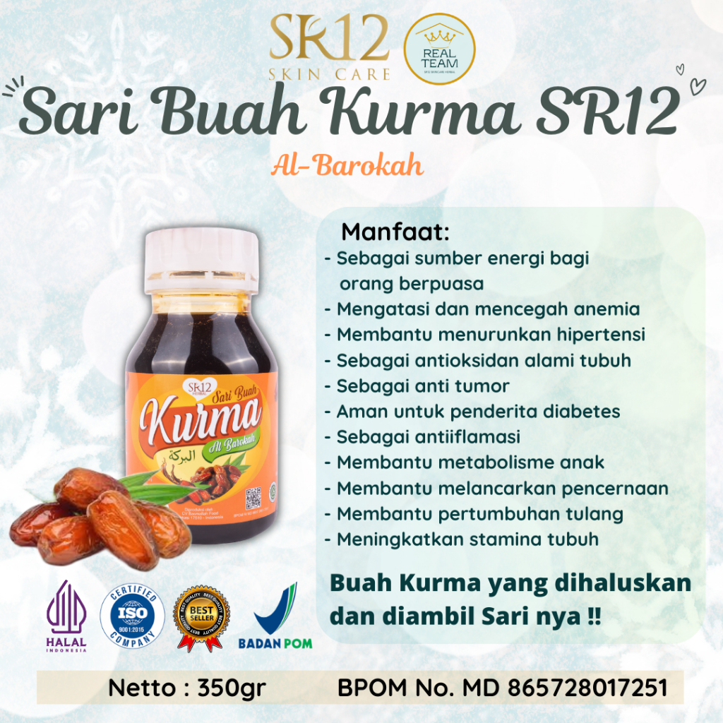 

SARI KURMA SR12 BPOM | SARI KURMA MURNI ASLI | IMUN BOOSTER ALAMI | MINUMAN HERBAL SEHAT | BUAH KURMA ASLI | SARI BUAH ASLI