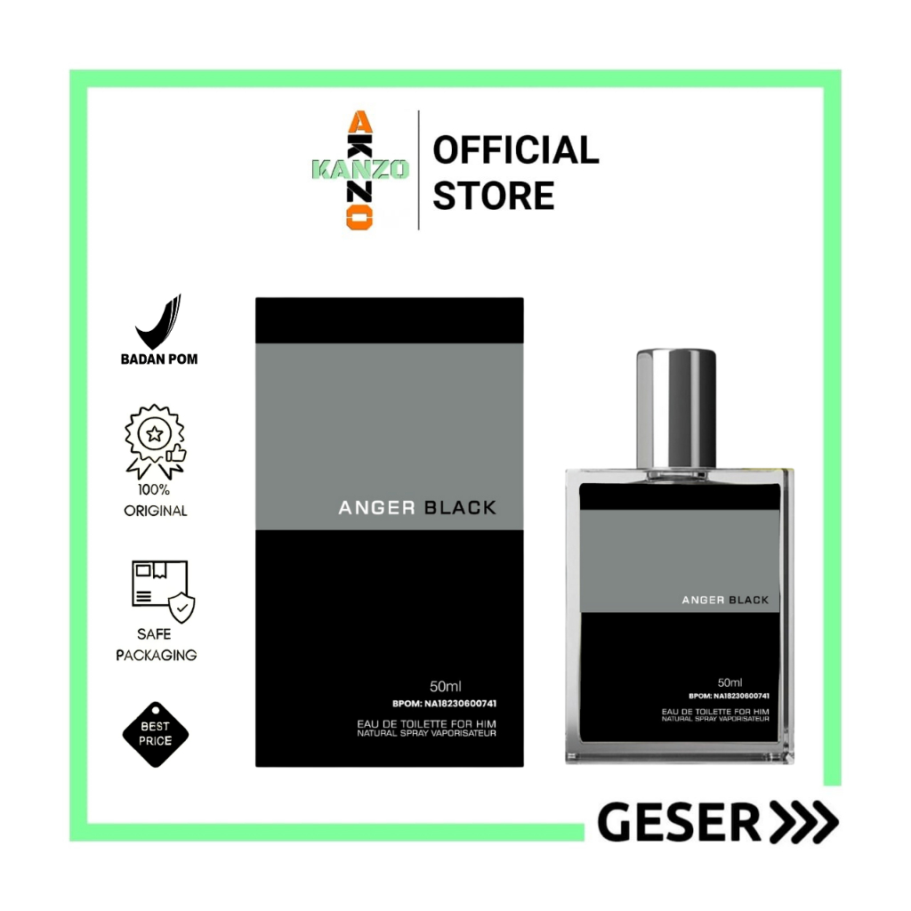 Kanzo - [BPOM] Parfum Anger Black 50ml Premium / Parfum Anger Black 50ml Best Seller / Parfum Pria Wangi Tahan Lama