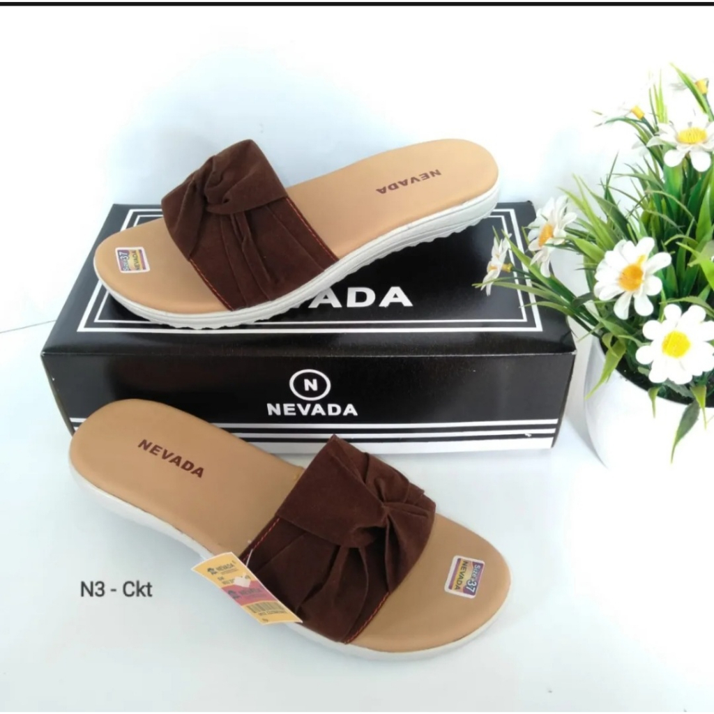 Sandal Nevada Murah Promo Cuci gudang Matahari/Sendal Wanita Terbaru Model Slop Pita Kode NV 02/