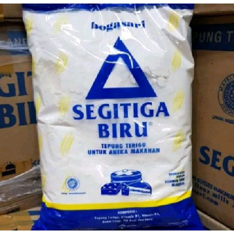 

Tepung terigu segitiga biru 1kg kemasan premium bogasari