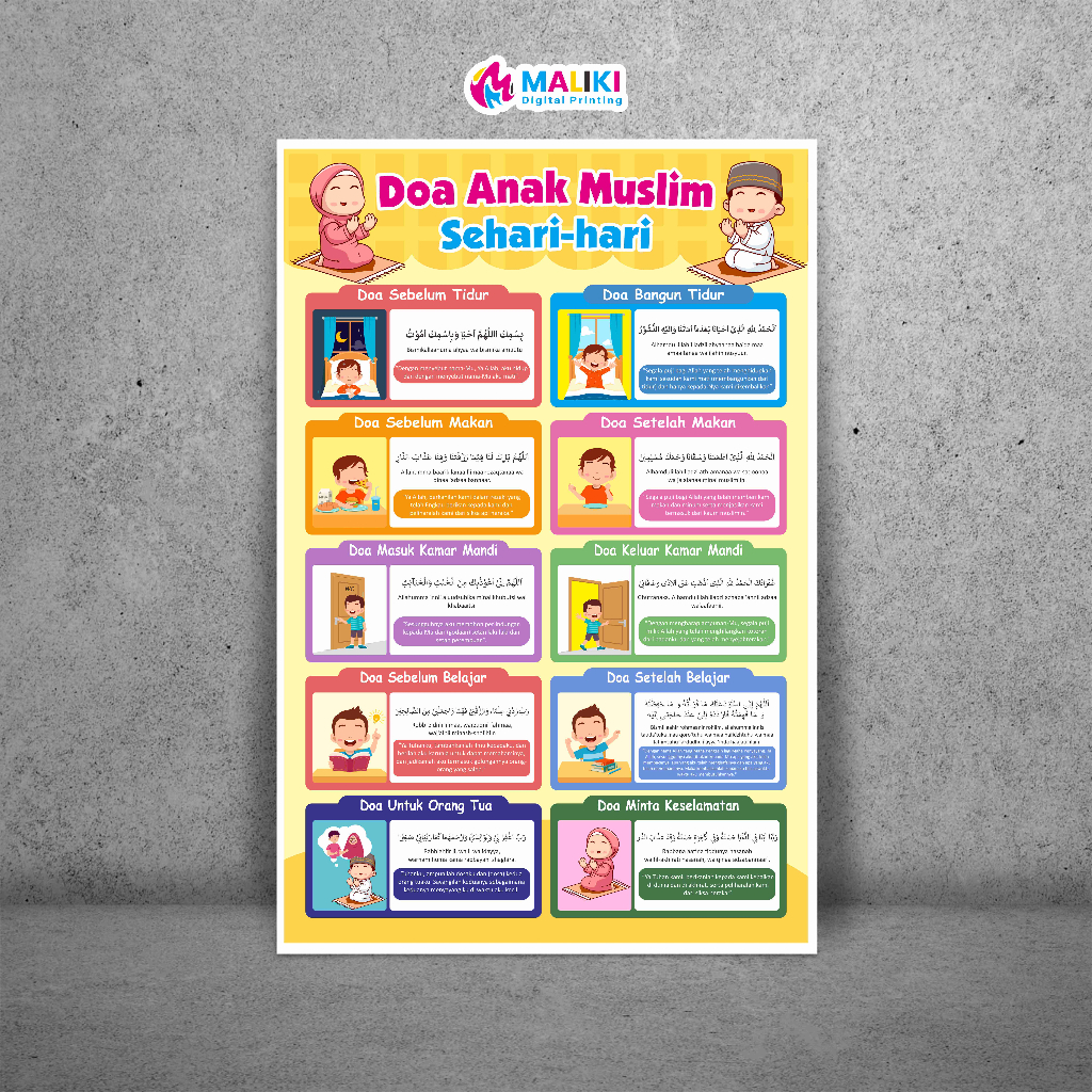 Premium Poster Edukasi Doa Harian Anak Muslim