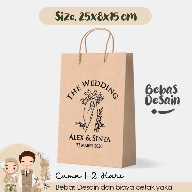 

Tas Kertas Souvenir Nikah Uk. 25x8x15cm / Paper Bag Sovenir Wedding Bridesmaid Kawinan / Tas Souvenir Pernikahan Bebas Desain Murah