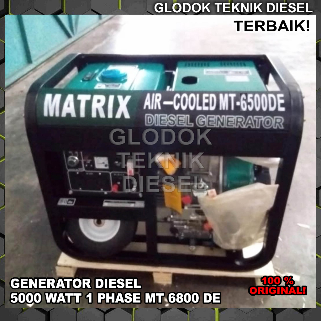 Matrix Genset Diesel 5300 5000 Watt 1 Phase MT6800DE MT 6800 DE ORIGINAL TERBAIK