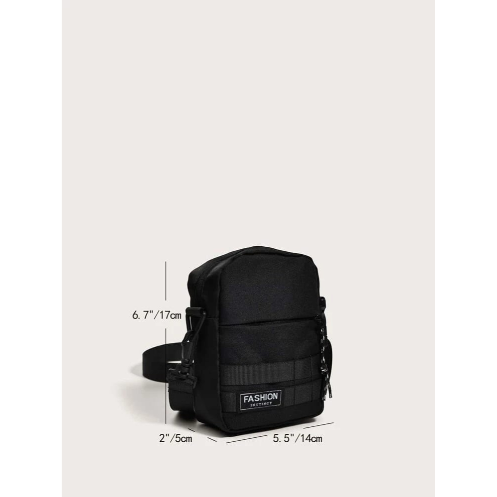 Tas mini letter graphic zipper front & square bag