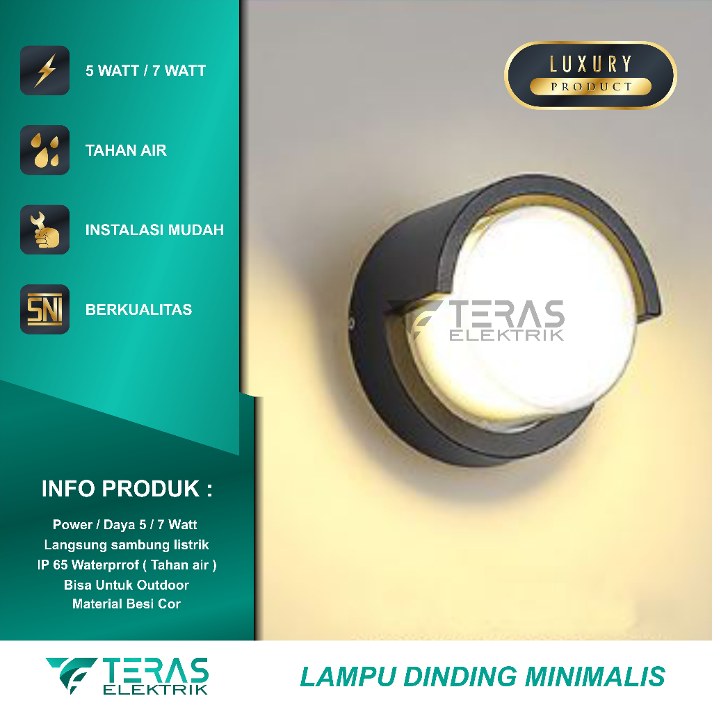 Lampu dinding minimalis LED indoor outdoor bulat