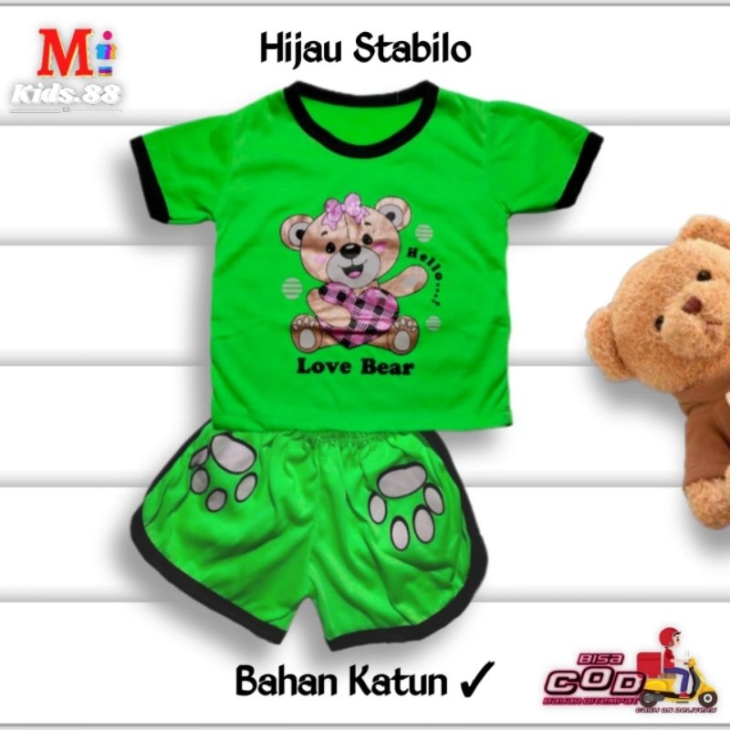 Setelan Playset Cupa Cup Baju Anak LOVE BEAR/Set Anak Balita/Setelan Anak Unisex Buat Usia 0-4 tahun