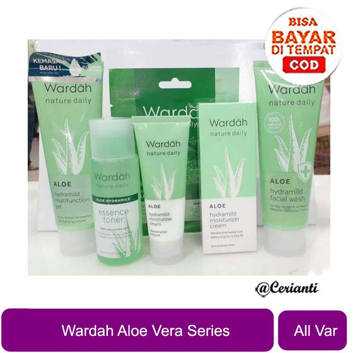 WARDAH Nature Daily Aloe Hydramild | Essence Toner | Multi Gel Face Wash Moisturizer Cream Serum Hand_Cerianti