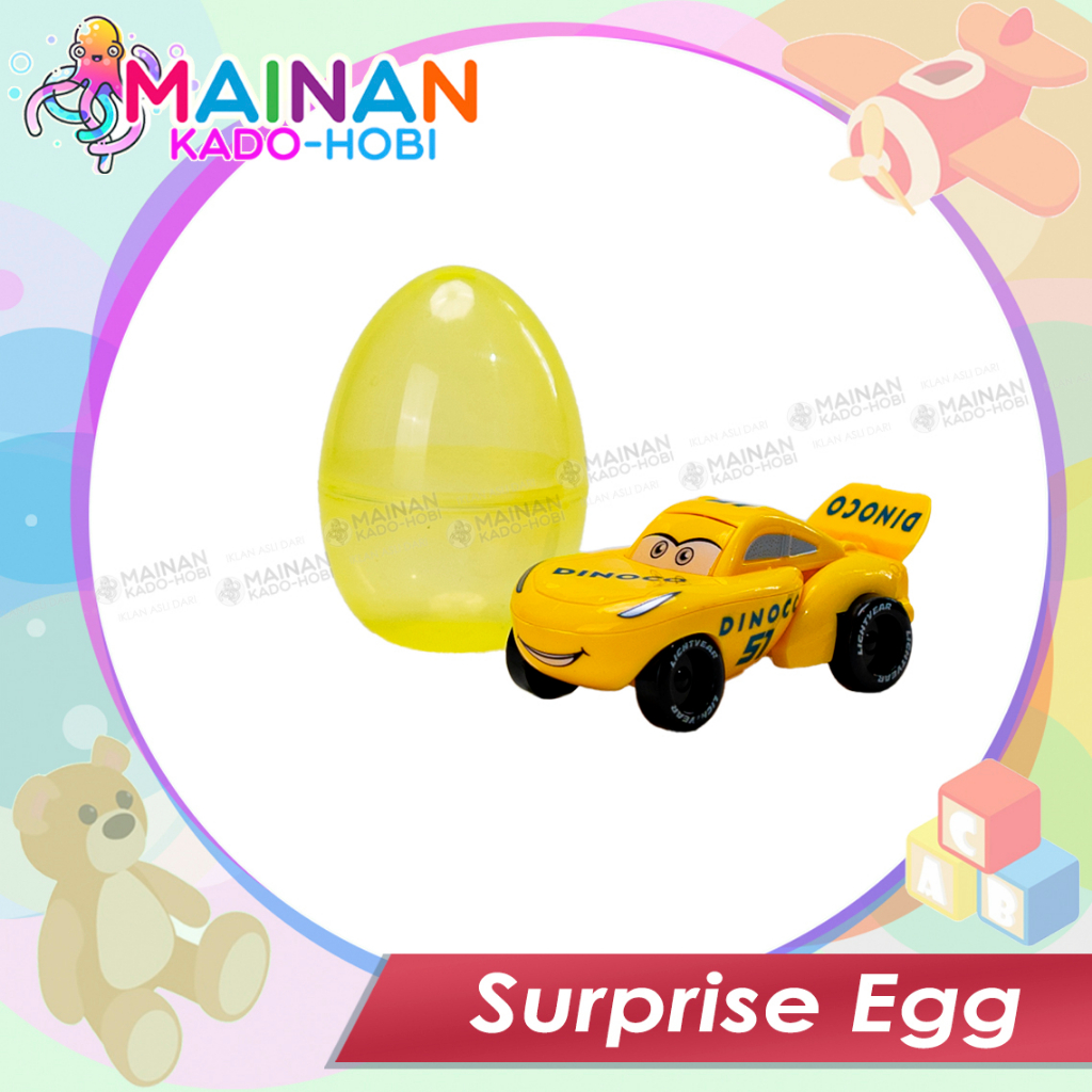 MAINAN EDUKASI ANAK SURPRISE EGG TELUR KEJUTAN MOTIF KARAKTER CARS MOBIL