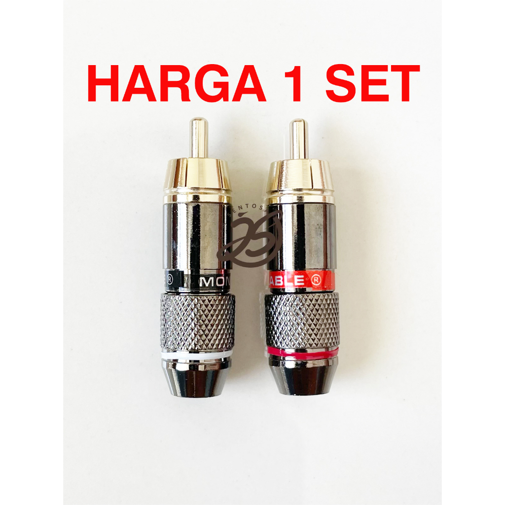 JACK RCA MONSTER (1SET) SEPASANG (MERAH-HITAM) JACK RCA MALE MONSTER METAL JACK AUDIO RCA BESI METAL