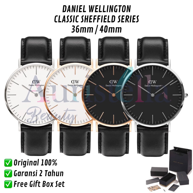 [ ORIGINAL 100% ] JAM TANGAN DANIEL WELLINGTON ORIGINAL CLASSIC SHEFFIELD TALI KULIT HITAM JAM TANGA