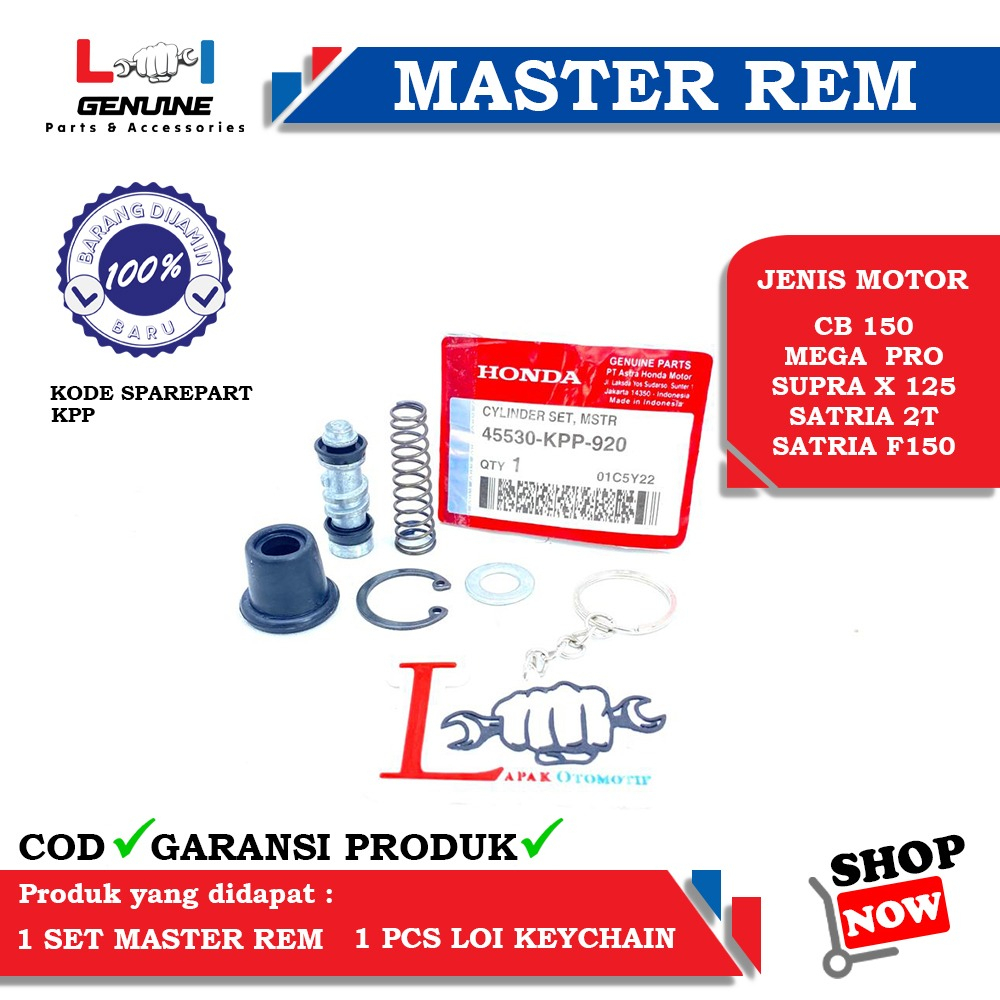 -LOI- MASTER REM KIT BELAKANG MEGA PRO NEW, CB150, SUPRA X 125, SATRIA 2T, SATRIA F150 KPP