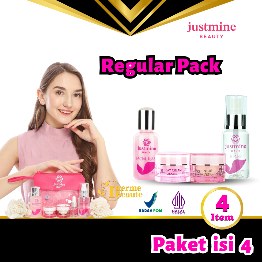 Justmine Beauty Skincare Paket Skincare isi 4 All Varian Series Untuk Semua Jenis Kulit