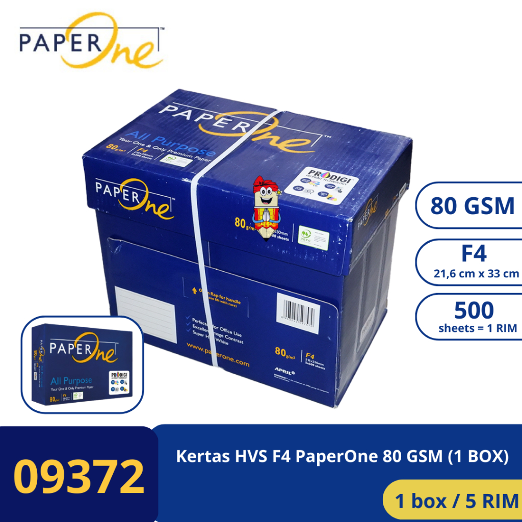 

Kertas HVS / foto copy / print ukuran F4 PaperOne 80 gsm ( 1 Box )