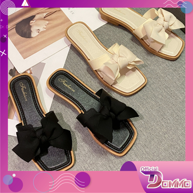 DOMMO - D6138 Sandal Wanita / Sandal Style Korea / Sandal Flat Wanita / Sandal Slop Wanita / Sandal Fashion Korea / Sandal Cewek / Sandal Pita