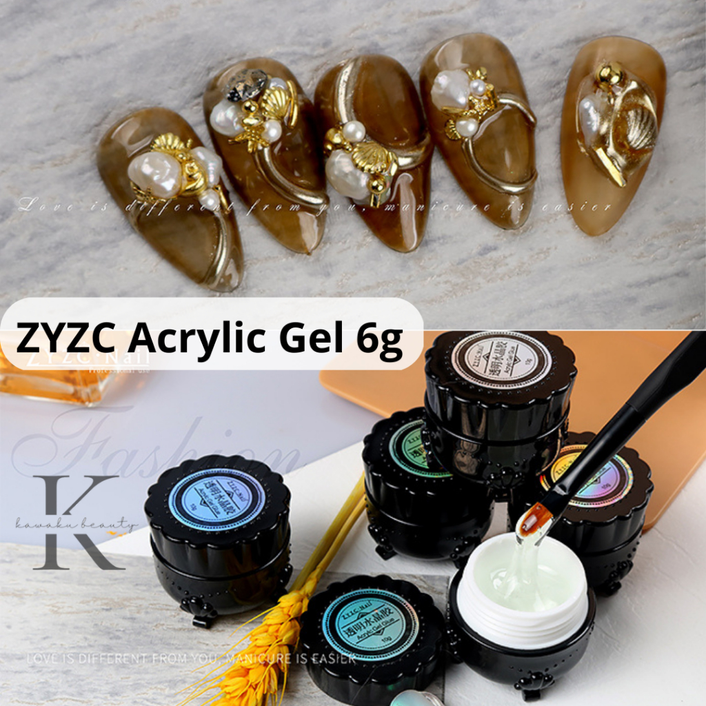 ZYZC Acrylic Gel Glue Emboss Nail Art 3D/ ZYZC Nail Tip Glue/ ZYZC PVC Clear Gel Nail Art 3D 6g