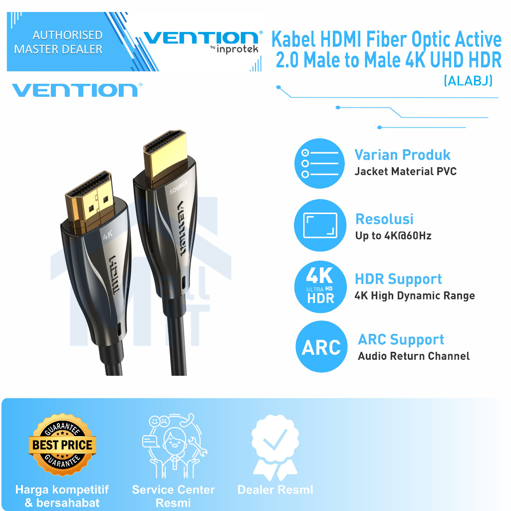 ( Bisa Cod ) Vention Kabel HDMI Fiber Optic Active 2.0 Male to Male 4K UHD HDR ALA