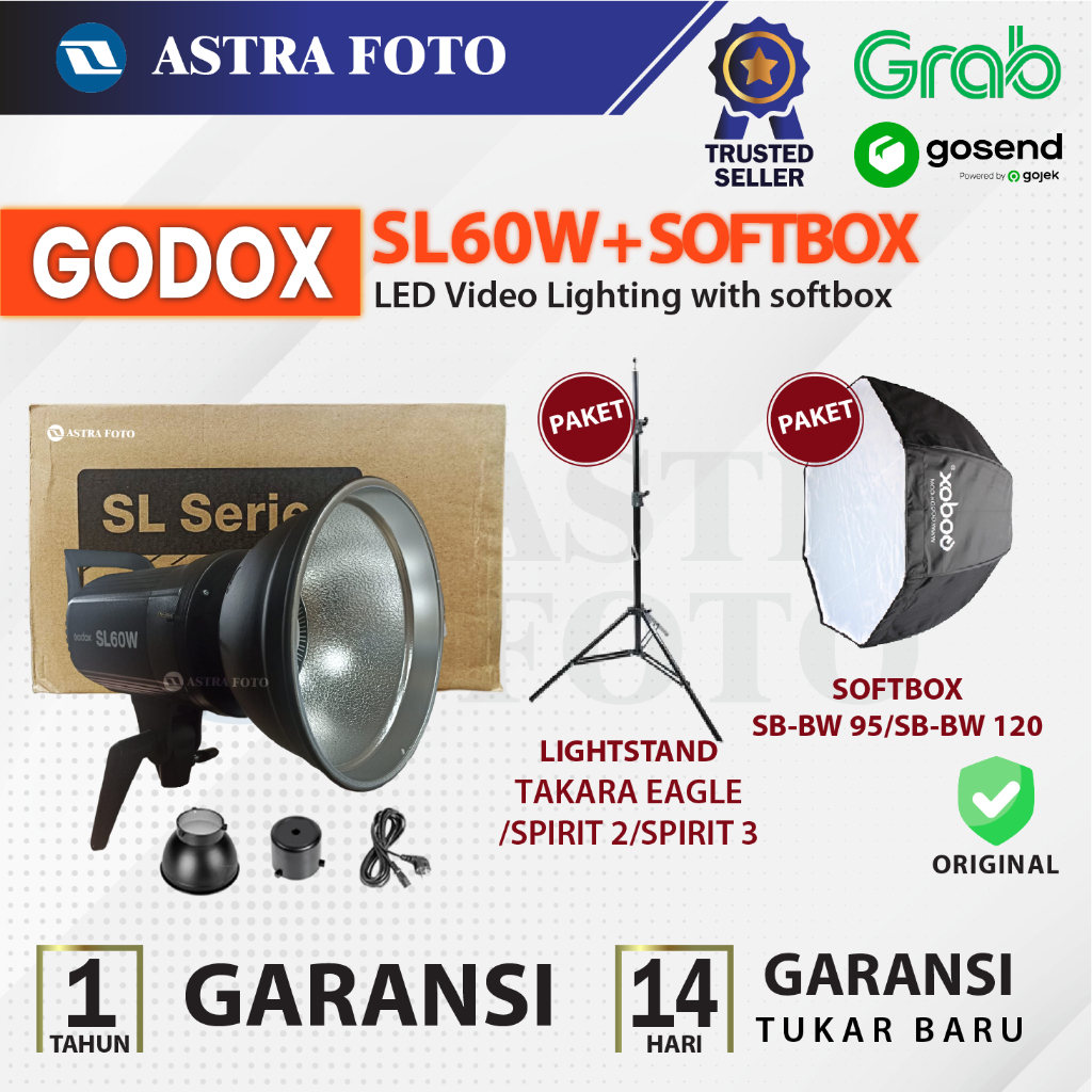 GODOX SL-60W VIDEO LED BOWENS MOUNT SL60W LAMPU STUDIO - GODOX SL 60 W - GODOX SL60 W Paket