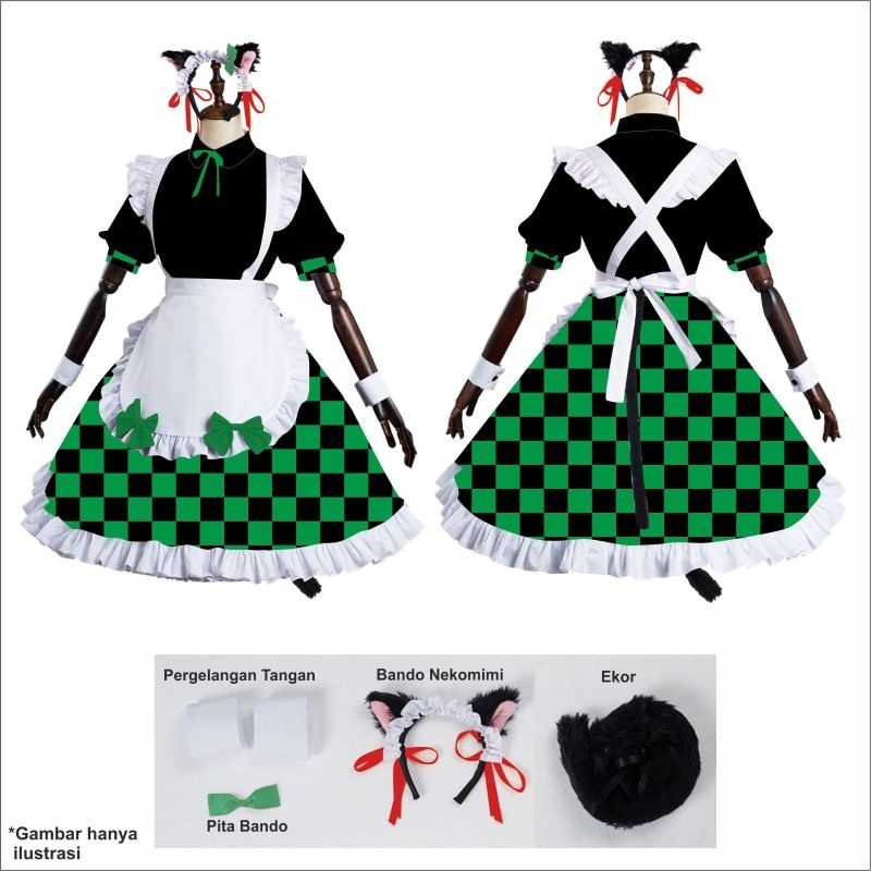 Kimetsu no Yaiba MAID Pelayan Dress Kostum Cosplay Costume