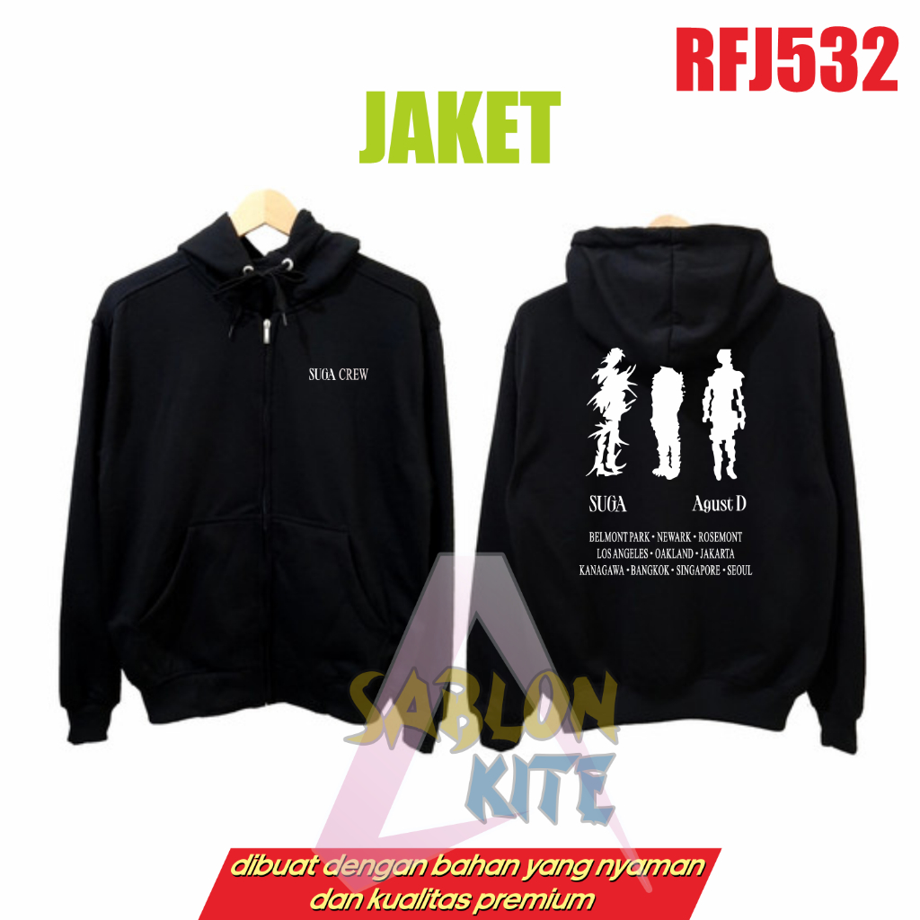 Gratis Fotocard Jaket Hoodie Kpop Suga AgustD Crew RFJ532