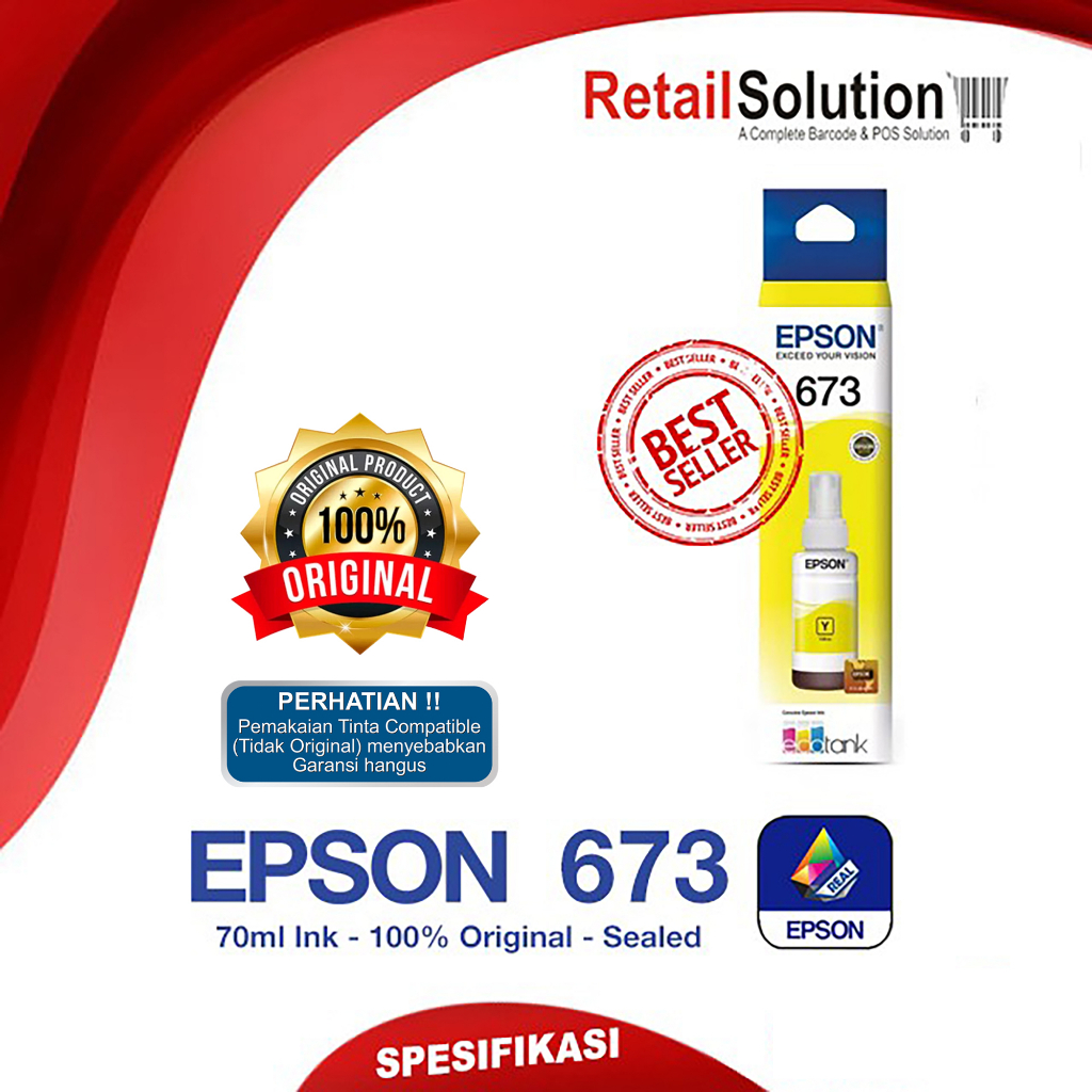 Tinta Epson 673 Yellow Original - Tinta Epson L805 L800 L850 L1800