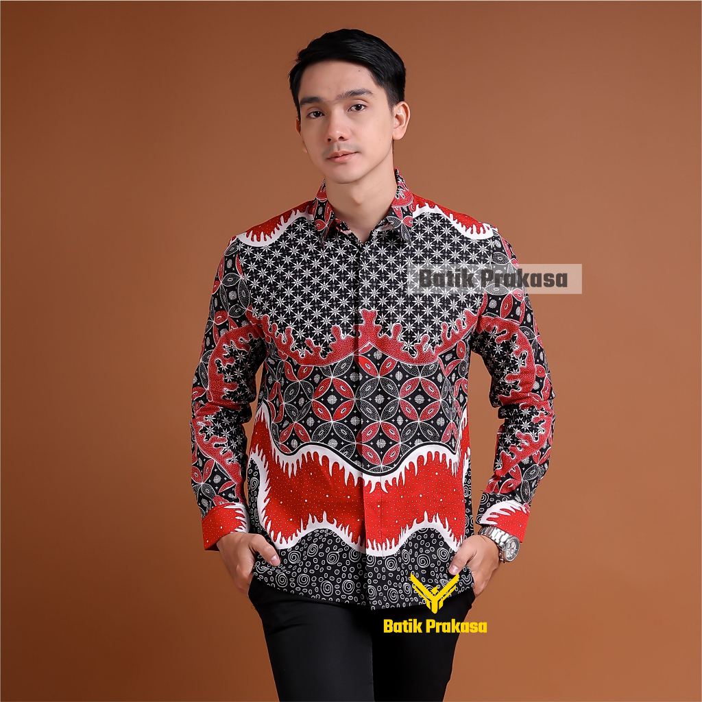 Kemeja Batik Prakasa Motif Dipa Dahana Slimfit Lengan Panjang Batik Solo