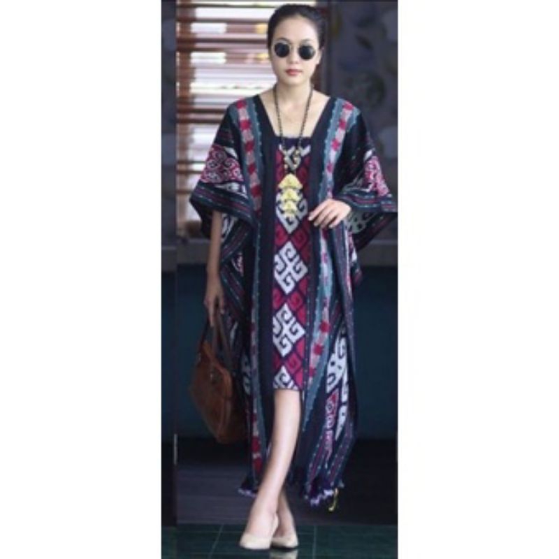 Dress tenun Modern-Dress etnik klasik-Dres tenun elegan-Dres tenun Mewah-Dres model kekinian-Dress V
