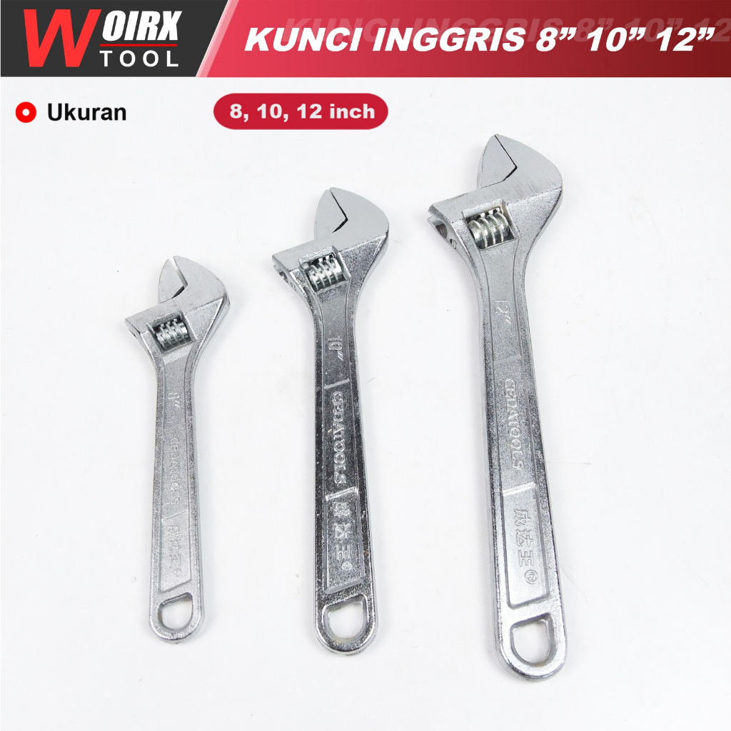 KUNCI INGGRIS Adjustable Wrench ukuran 8&quot; inch 10&quot; Inch 12&quot; Inch