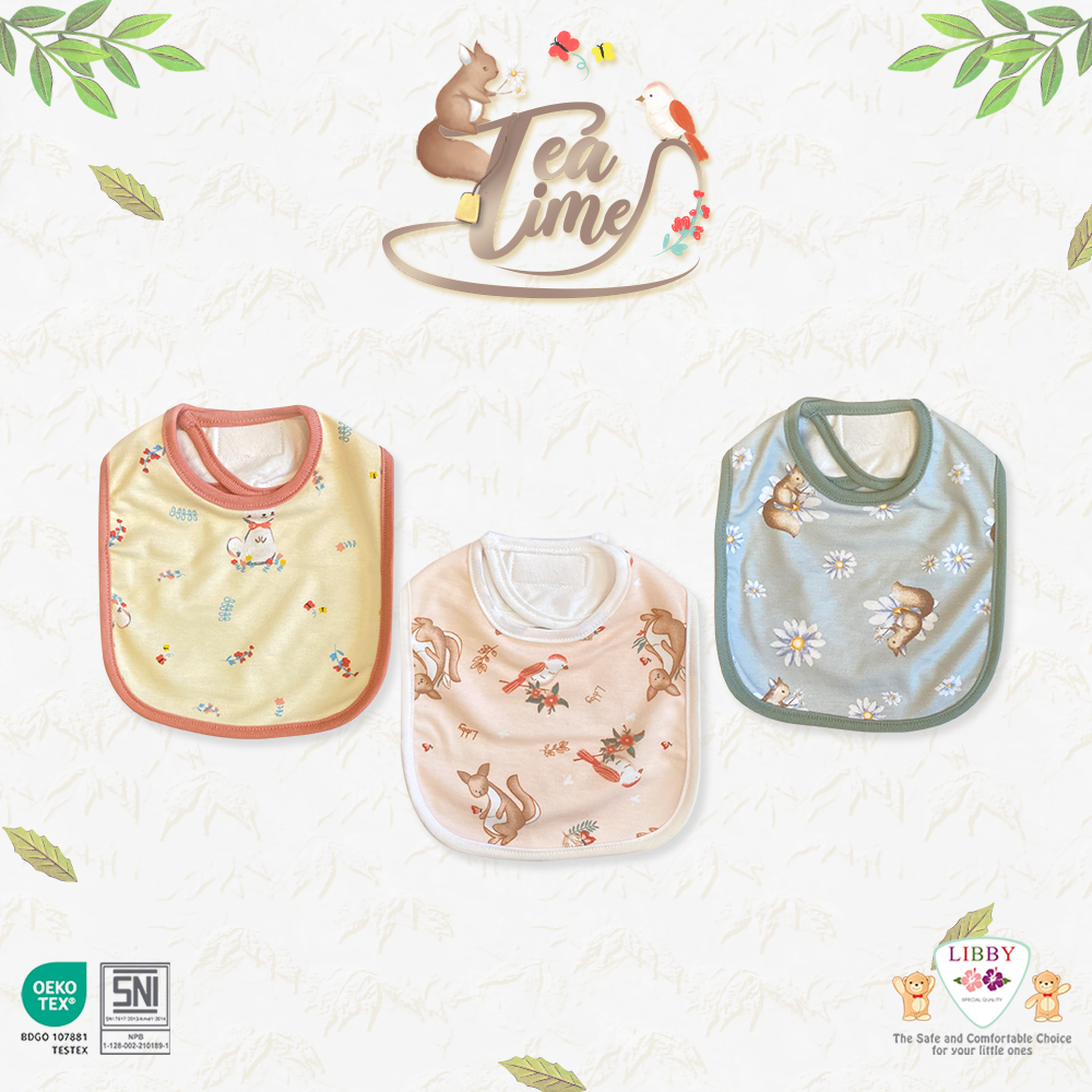 [TOMS] [BUNDLE HEMAT 3pcs] LIBBY (3pcs) Slaber BIB Perekat Bayi Motif Terbaru Grosir